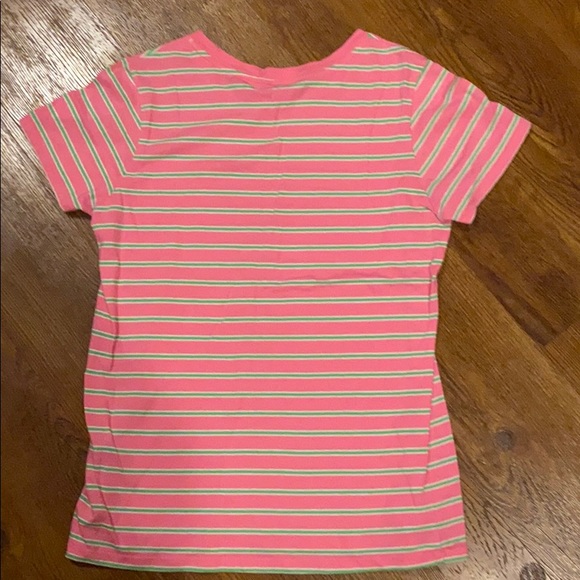 Pink white and lime green striped Ralph Lauren tee - Picture 3 of 3